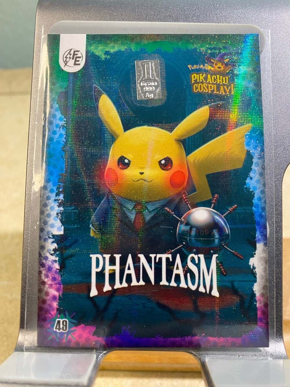 Pikachu Cosplay! Phantasm Trading Card with 1 Grain .999 Silver